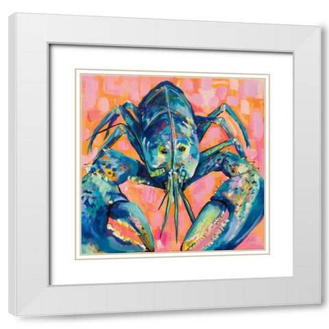 Lilly Lobster I White Modern Wood Framed Art Print with Double Matting by Vertentes, Jeanette