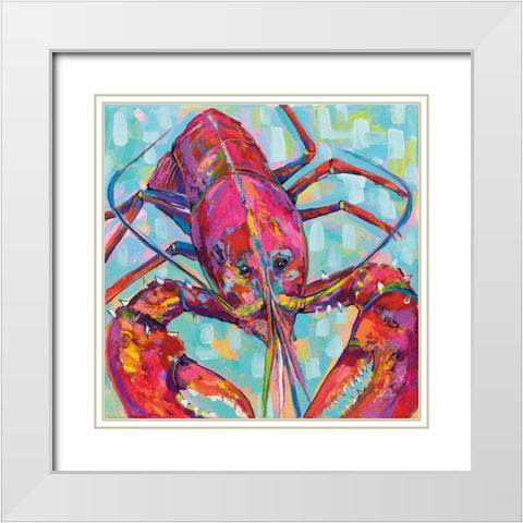 Lilly Lobster III White Modern Wood Framed Art Print with Double Matting by Vertentes, Jeanette