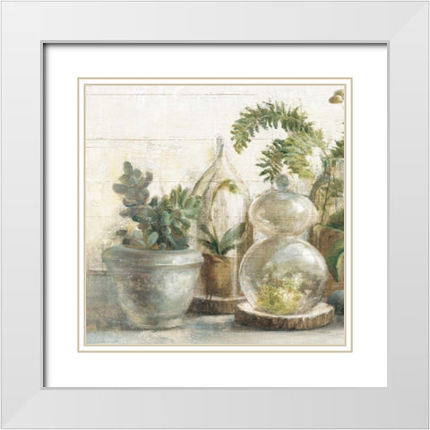 Greenhouse Orchids on Shiplap II White Modern Wood Framed Art Print with Double Matting by Nai, Danhui