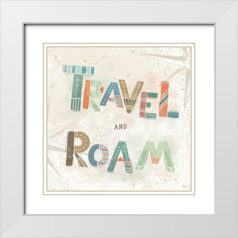 Explore the World V White Modern Wood Framed Art Print with Double Matting by Charron, Veronique