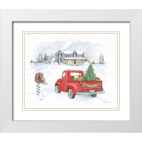 Farmhouse Holidays VI Truck White Modern Wood Framed Art Print with Double Matting by Grove, Beth