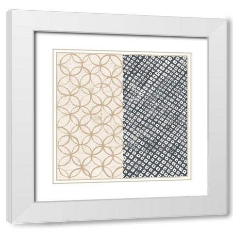 Maki Tile III White Modern Wood Framed Art Print with Double Matting by Lovell, Kathrine