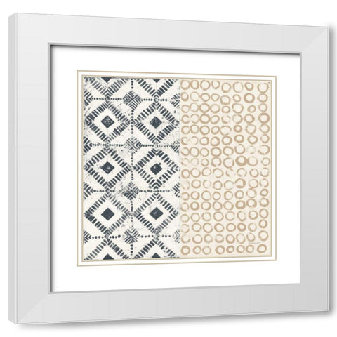 Maki Tile V White Modern Wood Framed Art Print with Double Matting by Lovell, Kathrine