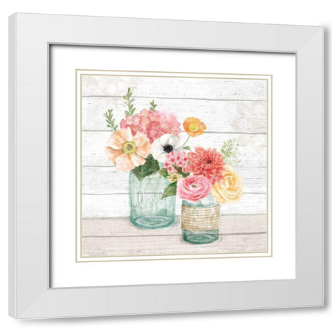 Pastel Flower Market XIII White Modern Wood Framed Art Print with Double Matting by Urban, Mary