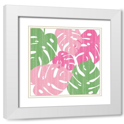 Monstera II Hot Pink White Modern Wood Framed Art Print with Double Matting by Adams, Sarah