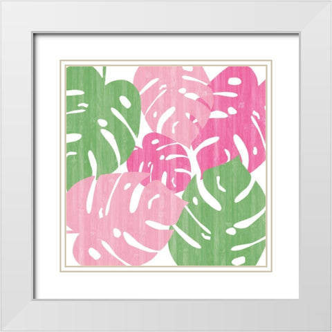 Monstera II Hot Pink White Modern Wood Framed Art Print with Double Matting by Adams, Sarah