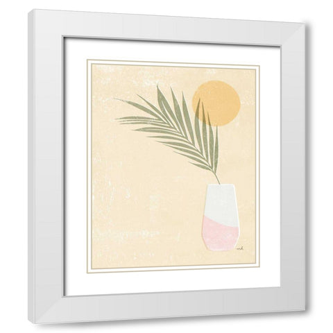 Sun Palm II Blush White Modern Wood Framed Art Print with Double Matting by Hershey, Moira