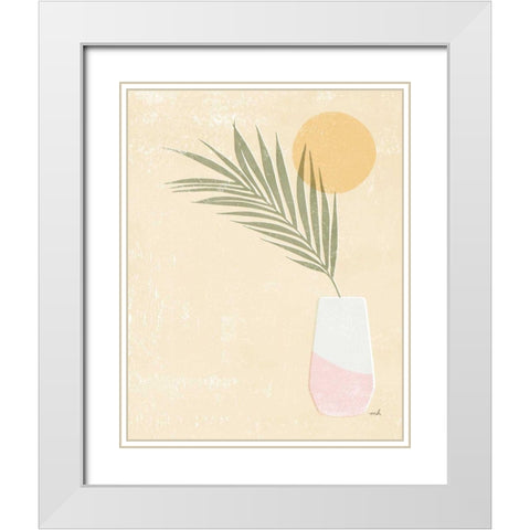 Sun Palm II Blush White Modern Wood Framed Art Print with Double Matting by Hershey, Moira