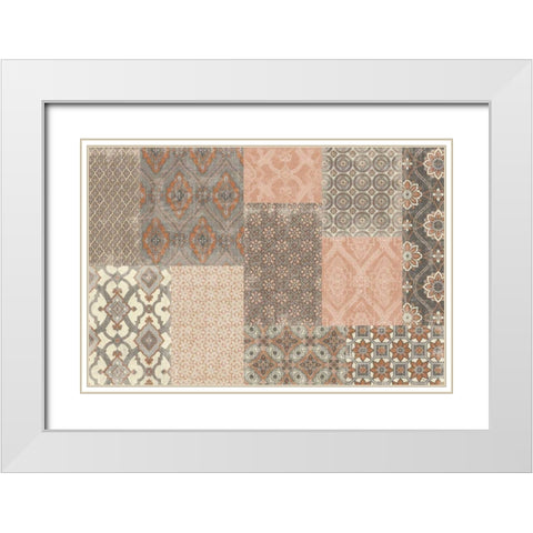 Venetian Patchwork I Orange Gray White Modern Wood Framed Art Print with Double Matting by Pela Studio