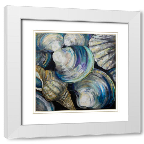 Key West Shells White Modern Wood Framed Art Print with Double Matting by Vertentes, Jeanette