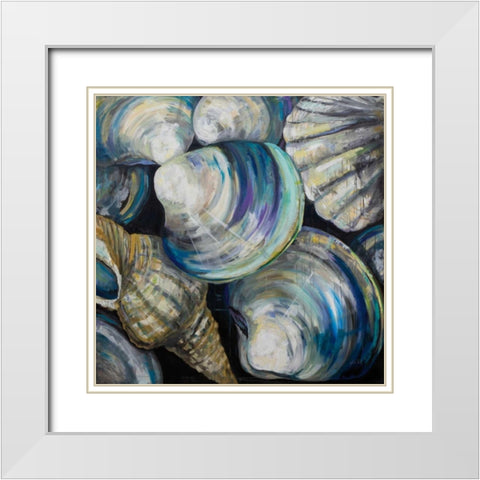 Key West Shells White Modern Wood Framed Art Print with Double Matting by Vertentes, Jeanette