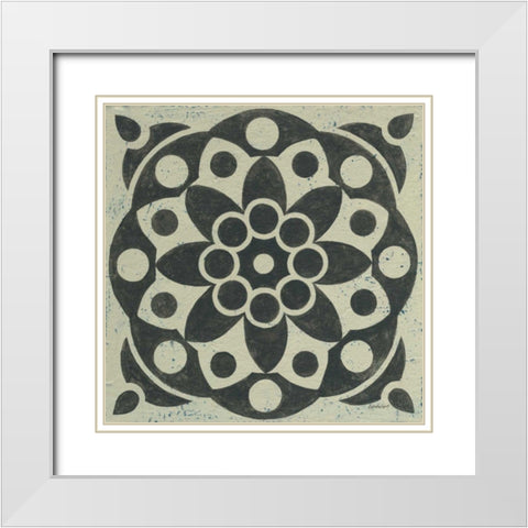 Black and White Tile II White Modern Wood Framed Art Print with Double Matting by Lovell, Kathrine