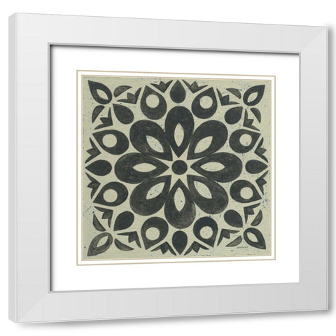Black and White Tile III White Modern Wood Framed Art Print with Double Matting by Lovell, Kathrine