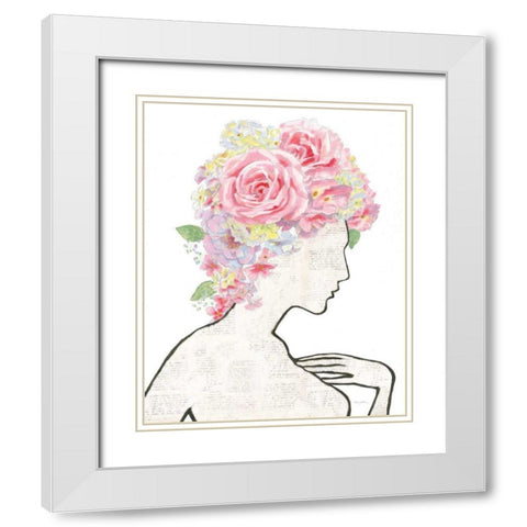 She Dreams of Roses I White Modern Wood Framed Art Print with Double Matting by Adams, Emily