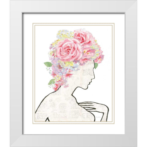 She Dreams of Roses I White Modern Wood Framed Art Print with Double Matting by Adams, Emily