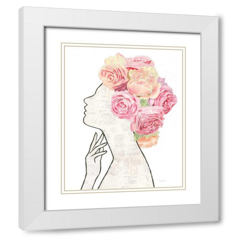 She Dreams of Roses II White Modern Wood Framed Art Print with Double Matting by Adams, Emily