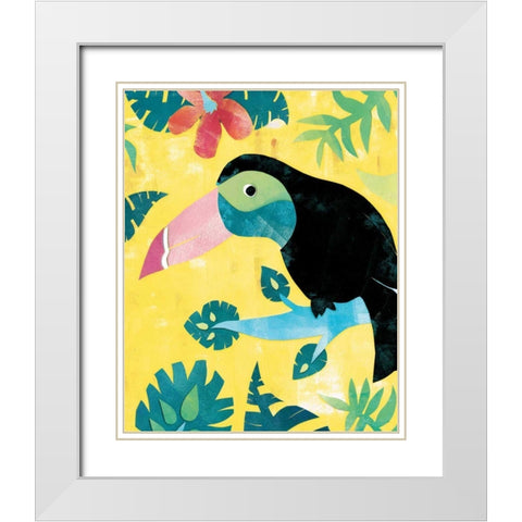 Jungle Jive I Toucan Yellow White Modern Wood Framed Art Print with Double Matting by Wild Apple Portfolio