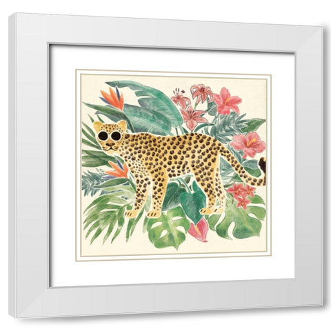 Jungle Vibes Jaguar White Modern Wood Framed Art Print with Double Matting by Penner, Janelle