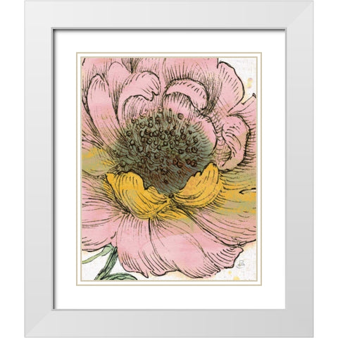 Blossom Sketches III Pink Crop White Modern Wood Framed Art Print with Double Matting by Brissonnet, Daphne