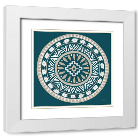 Lovely Llamas Mandala II Blue Green White Modern Wood Framed Art Print with Double Matting by Urban, Mary