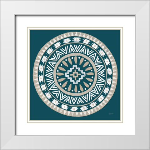 Lovely Llamas Mandala II Blue Green White Modern Wood Framed Art Print with Double Matting by Urban, Mary