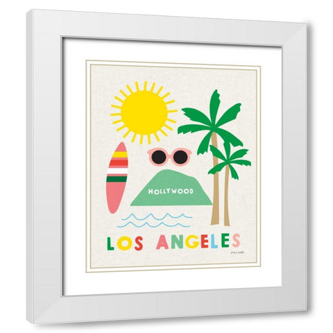 City Fun Los Angeles White Modern Wood Framed Art Print with Double Matting by Kelle, Ann