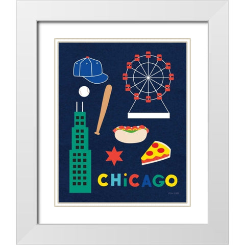 City Fun Chicago White Modern Wood Framed Art Print with Double Matting by Kelle, Ann