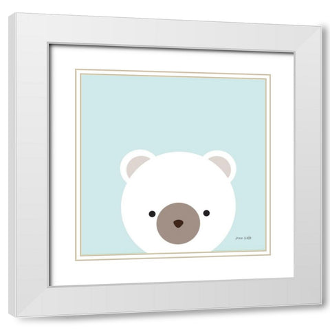 Cuddly Bear White Modern Wood Framed Art Print with Double Matting by Kelle, Ann