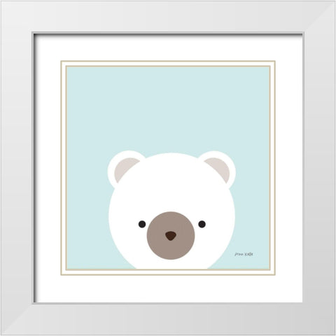 Cuddly Bear White Modern Wood Framed Art Print with Double Matting by Kelle, Ann