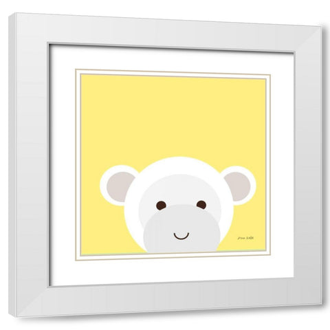 Cuddly Monkey White Modern Wood Framed Art Print with Double Matting by Kelle, Ann
