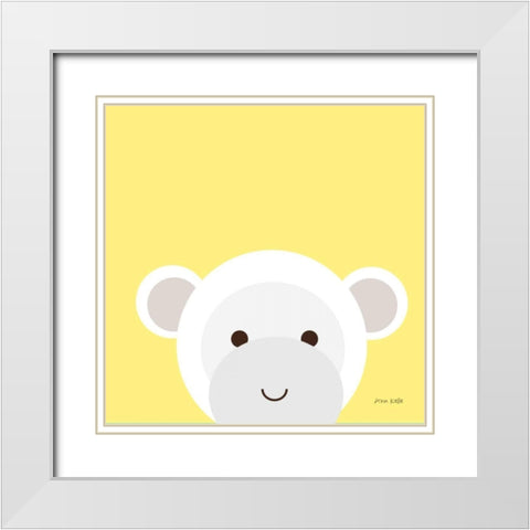 Cuddly Monkey White Modern Wood Framed Art Print with Double Matting by Kelle, Ann