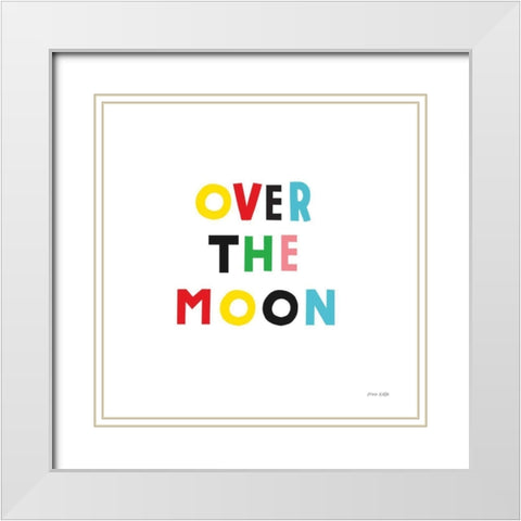 Over the Moon White Modern Wood Framed Art Print with Double Matting by Kelle, Ann