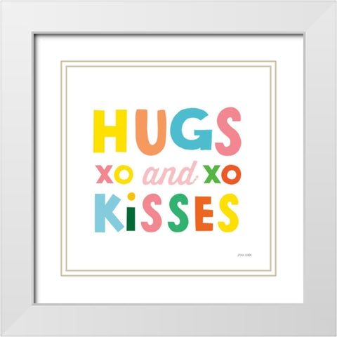 Hugs and Kisses White Modern Wood Framed Art Print with Double Matting by Kelle, Ann