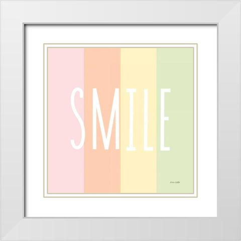 Smile Rainbow White Modern Wood Framed Art Print with Double Matting by Kelle, Ann