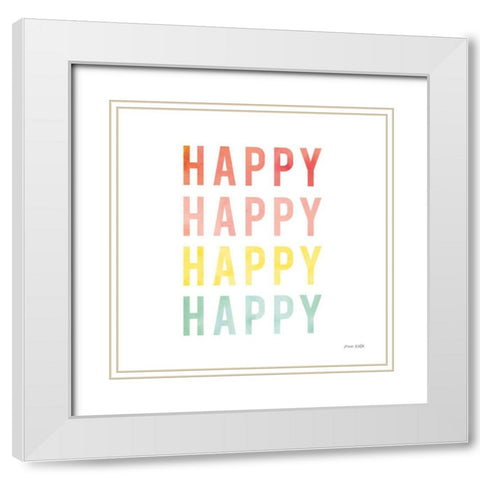 Happy Happy White Modern Wood Framed Art Print with Double Matting by Kelle, Ann