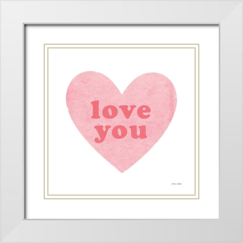 Love Heart White Modern Wood Framed Art Print with Double Matting by Kelle, Ann