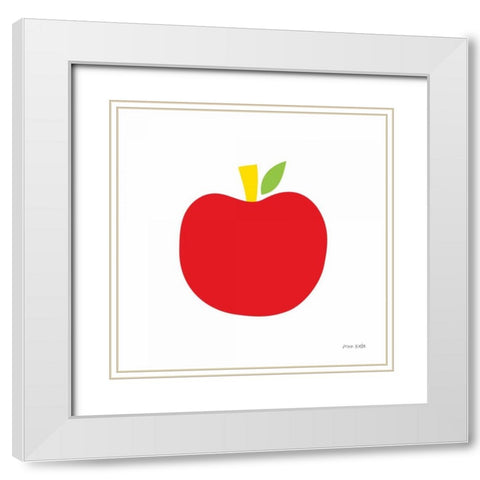 Red Apple White Modern Wood Framed Art Print with Double Matting by Kelle, Ann