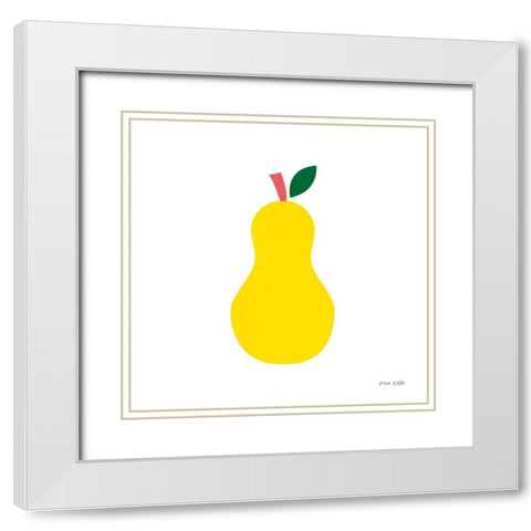 Yellow Pear White Modern Wood Framed Art Print with Double Matting by Kelle, Ann