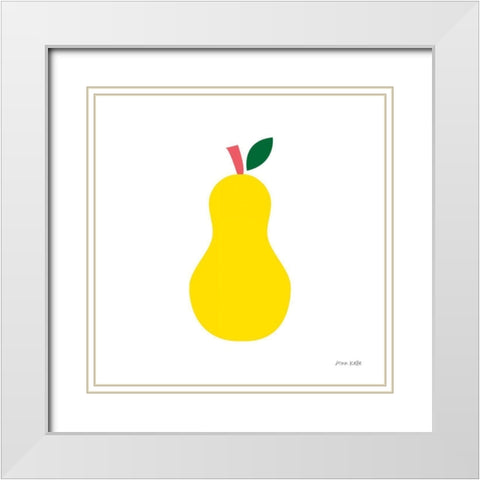Yellow Pear White Modern Wood Framed Art Print with Double Matting by Kelle, Ann