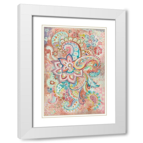 Paisley Galore White Modern Wood Framed Art Print with Double Matting by Nai, Danhui