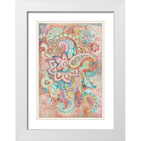 Paisley Galore White Modern Wood Framed Art Print with Double Matting by Nai, Danhui