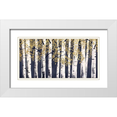 Fresh Forest Indigo Gold White Modern Wood Framed Art Print with Double Matting by Wiens, James