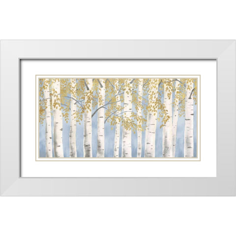 Fresh Forest Light Blue Gold White Modern Wood Framed Art Print with Double Matting by Wiens, James