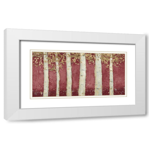 Magnificent Birch Grove Burgundy Crop White Modern Wood Framed Art Print with Double Matting by Wiens, James