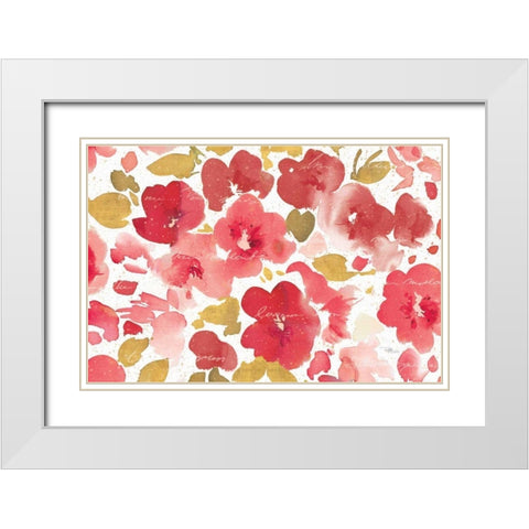 Floral Flow I Red Gold White Modern Wood Framed Art Print with Double Matting by Studio, Pela