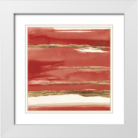 Gilded Red II White Modern Wood Framed Art Print with Double Matting by Paschke, Chris