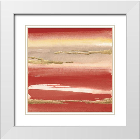 Gilded Red III White Modern Wood Framed Art Print with Double Matting by Paschke, Chris