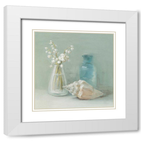 Lily of the Valley Spa White Modern Wood Framed Art Print with Double Matting by Nai, Danhui