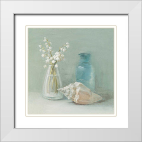 Lily of the Valley Spa White Modern Wood Framed Art Print with Double Matting by Nai, Danhui