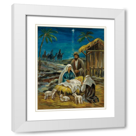 Nativity Scene White Modern Wood Framed Art Print with Double Matting by Vassileva, Silvia